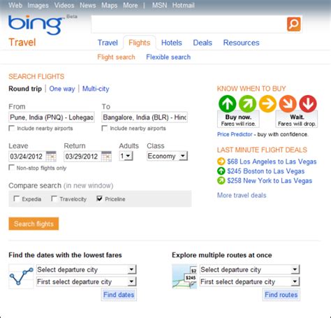 bing flight finder